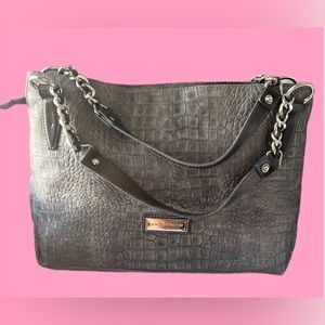 Faux Croc Shoulder Tote in Dark Gray by Robert Pietri. Excellent condition.
